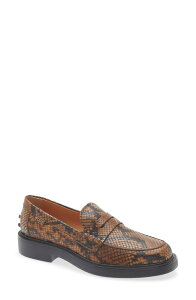 �g�b�Y ���f�B�[�X �V���[�Y �X���b�|���E���[�t�@�[ Tod's Python Embossed Penny Loafer (Women) MARRONE CHIARO