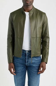 �t���[�S �����Y �A�E�^�[ �W���P�b�g�E�u���]�� ���U�[ HUGO Lokis Leather Jacket OPEN GREEN �O���[��