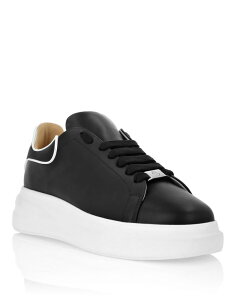 �t�B���b�v�v���C�� ���f�B�[�X �V���[�Y �X�j�[�J�[ ���U�[ PHILIPPLEIN Leather Low-Top Sneakers Megastar Unisex (Unisex) black �u���b�N
