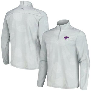 �g�b�~�[�o�n�} �����Y �A�E�^�[ �W���P�b�g�E�u���]�� Men's Tommy Bahama Gray Kansastate Wildcats Delray Frond IslandZone Half-Zip Jacket Gray �O���[