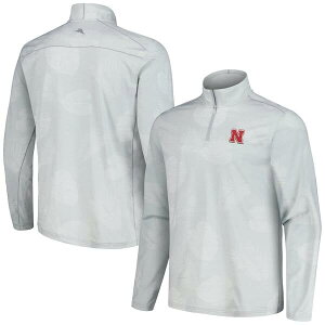�g�b�~�[�o�n�} �����Y �A�E�^�[ �W���P�b�g�E�u���]�� Men's Tommy Bahama Gray Nebraska Huskers Delray Frond IslandZone Half-Zip Jacket Gray �O���[