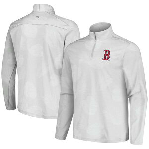 �g�b�~�[�o�n�} �����Y �A�E�^�[ �W���P�b�g�E�u���]�� Men's Tommy Bahama Gray Boston Red Sox Delray Frond IslandZone Half-Zip Jacket Gray �O���[