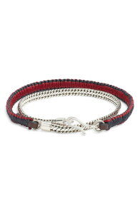 �J�v�g�A���h�R�[ �����Y �A�N�Z�T���[ �u���X���b�g�E�o���O���E�A���N���b�g Caputo & Co. Men's Bali Chain & Macram Double Wrap Bracelet NAVY COMBO �l�C�r�[