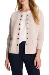 �j�b�N�v���X�]�[�C ���f�B�[�X �A�E�^�[ �W���P�b�g�E�u���]�� �v�` �j�b�g NIC+ZOE Collarless Knit Jacket (Petite Regular) SUGAR COOKIE