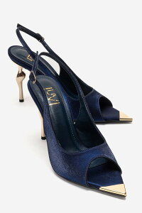�v�����[�O�V���[�Y ���f�B�[�X �p���v�X Prologue Shoes Amore Slingback Stiletto Pump Navy Satin �l�C�r�[