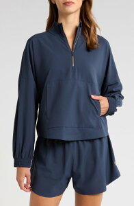 ���[�k ���f�B�[�X �A�E�^�[ �W���P�b�g�E�u���]�� Rhone Mirage Water-Repellent Half-Zip Jacket Navy Blue �l�C�r�[
