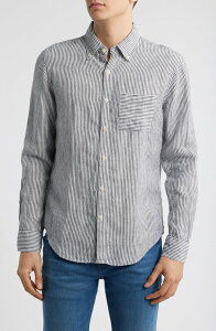 �A���b�N�X�N���[�� �����Y �g�b�v�X �V���c �_�E�� ���l�� ALEX CRANE Playa Linen Button-Down Shirt Lines