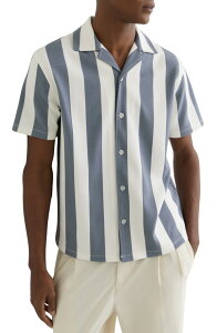 ���C�X �����Y �g�b�v�X �V���c Reiss Dexter Stripe Camp Shirt Airforce Blue/ O �u���[