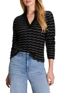 �j�b�N�v���X�]�[�C ���f�B�[�X �A�E�^�[ �p�[�J�[�E�X�E�F�b�g �Z�[�^�[ �R�b�g�� NIC+ZOE Scalloped Tuck Stitch Cotton Crop Sweater BLACK MULTI �u���b�N