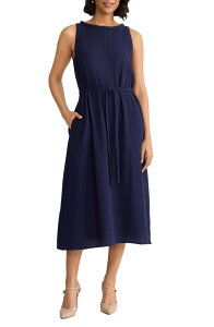 �W���[���Y�j���[���[�N ���f�B�[�X �g�b�v�X �����s�[�X �v�` �~�f�B Jones New York Belted Sleevless Midi Dress (Petite Regular) PACIFIC NAVY �l�C�r�[