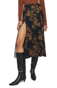 ���t�H�[���[�V���� ���f�B�[�X �{�g���X�J�[�g �T�C�h�X���b�g �~�f�B Reformation Zoe Side Slit Midi Skirt NIGHT GARDEN