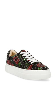 �x�b�c�B�W�����\�� ���f�B�[�X �V���[�Y �X�j�[�J�[ �v���b�g�t�H�[�� Betsey Johnson Sidny Crystal Pav Platform Sneaker (Women) BLACK POLKA DOT �u���b�N