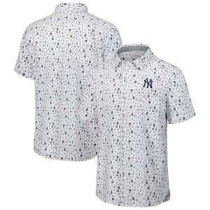 �g�b�~�[�o�n�} �����Y �g�b�v�X �V���c Men'sTommy Bahama Gray New York Yankees Nova Wave Riptide Rally Camp Button-Up Short Sleeve Shirt Gray �O���[