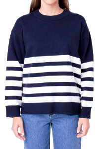 �C���O���b�V���t�@�N�g���[ ���f�B�[�X �A�E�^�[ �j�b�g�E�Z�[�^�[ �N���[�l�b�N English Factory Stripe Crewneck Sweater NAVY/WHITE �z���C�g