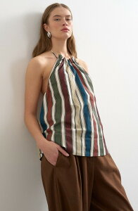 �g�b�v�V���b�v ���f�B�[�X �g�b�v�X �V���c �R�b�g�� �z���^�[ Topshop Co-ord Stripe Cotton Halter Neck Top MULTI �}���`�J���[