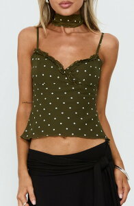�v�����Z�X�|���[ ���f�B�[�X �g�b�v�X �V���c Princess Polly Mishy Scarf Detail Camisole OLIVE POLKA �I���[�u