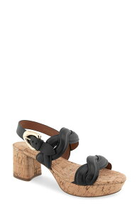 �G�A���\�[���Y ���f�B�[�X �V���[�Y �T���_�� �v���b�g�t�H�[�� Aerosoles Camea Platform Sandal Black Leather/Raffia Heel �u���b�N