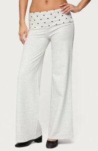 �A�f�B�N�e�b�h ���f�B�[�X �{�g���X �J�W���A���p���c �h�b�g�� �h�b�g EDIKTED Reeva Polka Dot Foldover Pants LIGHT-GRAY-MELANGE �O���[