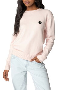 �A�f�B�N�e�b�h ���f�B�[�X �A�E�^�[ �p�[�J�[�E�X�E�F�b�g �Z�[�^�[ �h�J EDIKTED Magic 8 Embroide red Sweater LIGHT-PINK �s���N
