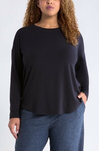 �[�� ���f�B�[�X �g�b�v�X �V���c �v���X�T�C�Y Zella Breathe Long Sleeve Performance T-Shirt (Plus) BLACK �u���b�N