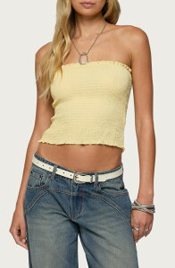 �A�f�B�N�e�b�h ���f�B�[�X �g�b�v�X �V���c �V���[�����O EDIKTED Emmet Smocked Tube Top YELLOW �C�G���[