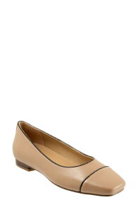 �g���b�^�[�Y ���f�B�[�X �V���[�Y �p���v�X �L���b�v Trotters Harbor Cap Toe Flat Beige/ Black �u���b�N