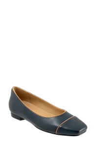 �g���b�^�[�Y ���f�B�[�X �V���[�Y �p���v�X �L���b�v Trotters Harbor Cap Toe Flat Navy Tan �l�C�r�[