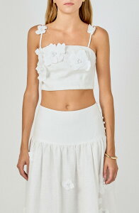 �G���h���X���[�Y ���f�B�[�X �g�b�v�X �V���c �t�����[�� ���l�� �t�����[ Endless Rose 3D Floral Detailinen Shell Top WHITE �z���C�g