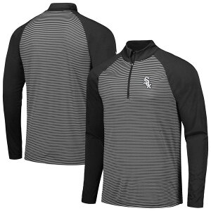 ���x���E�F�A �����Y �A�E�^�[ �p�[�J�[�E�X�E�F�b�g Men's Levelwear Black Chicago White Sox Charter Striped Raglan Quarter-Zip Top Black �u���b�N