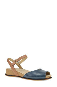 �_���X�R ���f�B�[�X �V���[�Y �T���_�� �A���N�� Dansko Cass Ankle Strapeep Toe Wedge Sandal Blue/ Tan �u���[