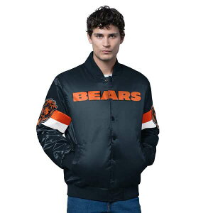 �X�^�[�^�[ �����Y �A�E�^�[ �W���P�b�g�E�u���]�� �T�e�� Men'starter Navy Chicago Bears Triple Option Satin Varsity Full-Snap Jacket Navy �l�C�r�[