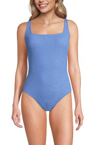 �����Y�G���h ���f�B�[�X �g�b�v�X �����s�[�X Lands' End Womens Boucle Square Neck Scoop Back One Piece Swimsuit Lake Blue �u���[
