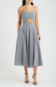 �u���b�N�n�� ���f�B�[�X �g�b�v�X �����s�[�X �R�b�g�� Black Halo Aysha Check Cotton Seersucker Sundress PICNIC PUFF �`�F�b�N