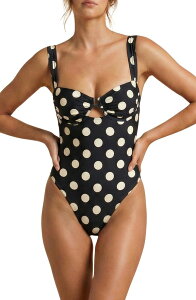 �����V�[ ���f�B�[�X �g�b�v�X �����s�[�X �h�b�g�� �h�b�g MONTCE Bella Polka Dot Underwire One-Piece Swimsuit POLKA DOT �h�b�g