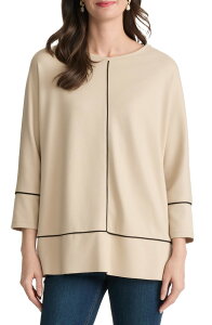 �W���[���Y�j���[���[�N ���f�B�[�X �g�b�v�X �V���c �v�` Jones New York Pipedolman Sleeve Tunic (Petite Regular) JONES KHAKI / JONES BLACK �u���b�N