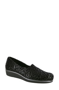 �T�X ���f�B�[�X �V���[�Y �p���v�X SAS Blisslip-On Shoe Black Leopard �u���b�N
