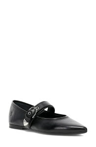 �t���C ���f�B�[�X �V���[�Y �p���v�X Frye Heather Pointed Toe Mary Jane Flat Black �u���b�N