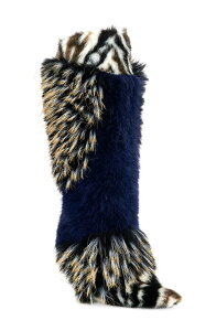 �A�U���A ���� ���f�B�[�X �V���[�Y �u�[�c�E���C���u�[�c AZALEA WANG Upendo Mixed Faux Fur Stiletton Boot Navy Multi �l�C�r�[