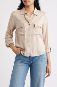 �r�[�`�����`���E���W ���f�B�[�X �g�b�v�X �V���c beachlunchlounge Felicity Button-Up Shirt BIRCH