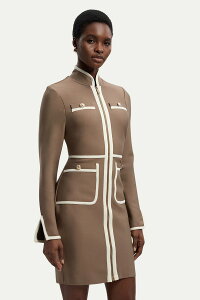 �J�����~���� ���f�B�[�X �g�b�v�X �����s�[�X �~�j Karen Millen Bandage Military Piping Mini Dress Taupe �g�[�v