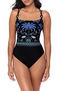 �}�W�b�N�X�[�c ���f�B�[�X �g�b�v�X �����s�[�X Magicsuitaj Mahal Georgie Underwire One-Piece Swimsuit BLACK MULTI �u���b�N