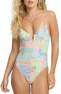 �r���{�� ���f�B�[�X �g�b�v�X �����s�[�X Billabong Love Crush V-Wire One-Piece Swimsuit GREEN WHITE MULTI �z���C�g