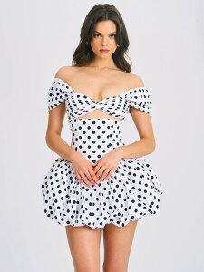 �~�X�T�[�N�� ���f�B�[�X �g�b�v�X �����s�[�X �h�b�g �~�j Miss Circle Umika Polka Dots Bubble Hemini Dress White Polka Dot �z���C�g