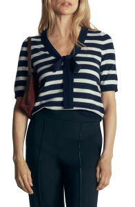 �{�[�f�� ���f�B�[�X �g�b�v�X �V���c �Z�[�^�[ �R�b�g�� Boden Felicity Bow Cotton & Cashmere Sweater NAVY IVORY STRIPE �X�g���C�v