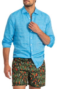 ���b�h�A���h�O�� �����Y �g�b�v�X �V���c ���l�� Rodd & Gunn Coromandel Button-Up Linen Shirt Cobalt �R�o���g