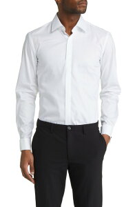 �{�X �����Y �g�b�v�X �V���c �X�����t�B�b�g BOSS Hank Slim Fit Easy Iron Tuxedo Shirt White �z���C�g