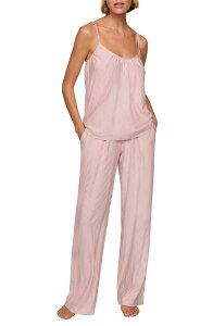�G�o�[�W�F�C ���f�B�[�X �A���_�[�E�F�A �i�C�g�E�F�A �v�����g �p���c Eberjey Gisele Printed Camisole Pants Pajamas Duo Stripe Holly Red ���b�h