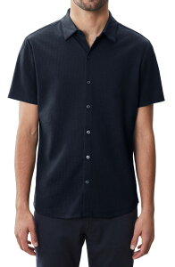 ���o�[�g�o���P�b�g �����Y �g�b�v�X �V���c �j�b�g Robert Barakett Manny Short Sleeve Knit Button-Up Shirt Navy �l�C�r�[