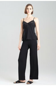 �i�g�� ���f�B�[�X �A���_�[�E�F�A �i�C�g�E�F�A ���[�X Natori Feathers Essentials Lenzing Ecovero Viscose Lace Cami PJ BLACK �u���b�N