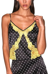 �t���[�f���}�[�� ���f�B�[�X �g�b�v�X �V���c �V���N ���[�X Fleur Du Mal Juliet Lace Silk Cami Small Black Dot �u���b�N